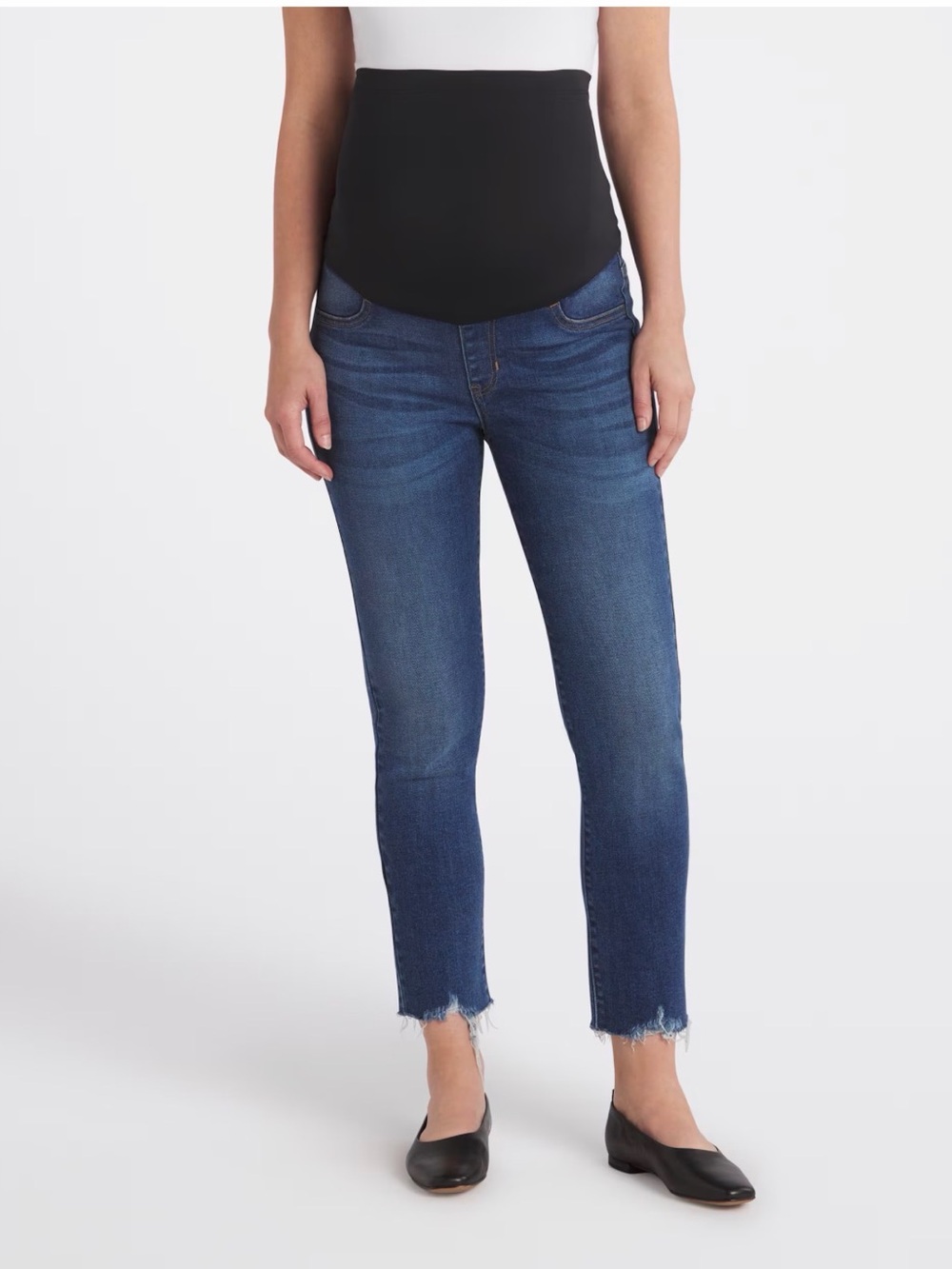 Easton Dark Blue Maternity Ankle Skinny Jeans with Raw Hem